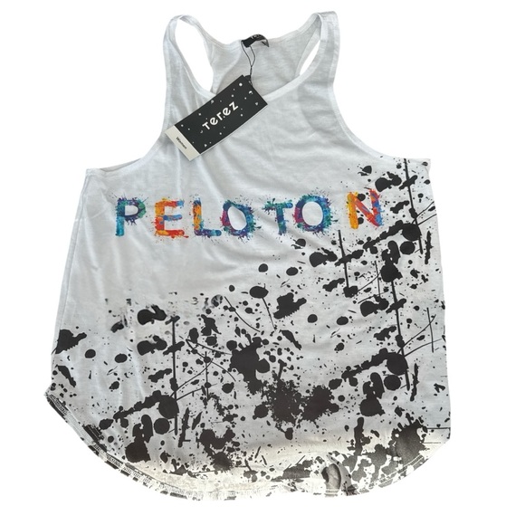 Terez Tops - Terez x Peloton Racerback Workout Tank | Paint Splatter Logo | Size M | NWT